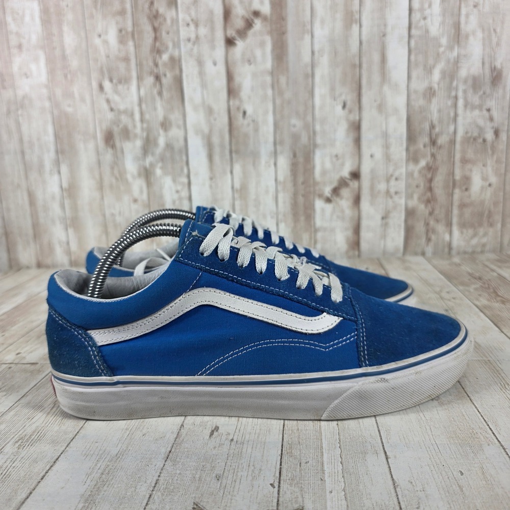 Vans Old Skool Low Top Shoes Blue White Suede‎ Canvas Women 10